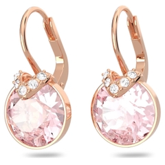 SWAROVSKI Bella V drop earrings (Round cut, Pink, Rose gold-tone plated) - Khuyên tai pha tròn màu hồng - JEWELRY