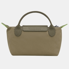 MINI SIZE - TÚI LONGCHAMP LE PLIAGE GREEN POUCH WITH HANDLE - ARTICHOKE - Túi xách màu xanh xám