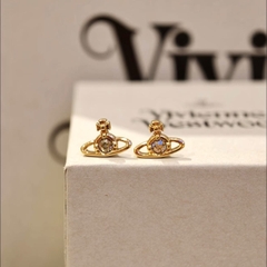 CHÍNH HÃNG - VIVIENNE WESTWOOD Nano Solitaire (Gold-shade) Earrings - Khuyên, hoa tai đá pha lê - JEWELRY