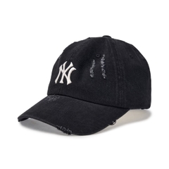 MLB Damage washed denim unstructured ball cap New York Yankees BLACK denim - Mũ lưỡi trai, nón kết màu đen jeans