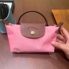 MINI SIZE - TÚI LONGCHAMP LE PLIAGE ORIGINAL POUCH WITH HANDLE - MARSHMALLOW - Recycled Canvas - Túi xách màu hồng kẹo