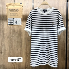 WHOAU T-SHIRT (SET GỒM 2 ÁO - Trắng và sọc Đen Black)
