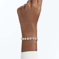 SWAROVSKI Una Angelic Tennis bracelet (Round cut, Pavé, Medium, White, rose gold-tone plated) - Vòng/lắc tay pha lê trắng, dây vàng hồng - JEWELRY