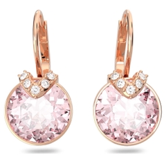 SWAROVSKI Bella V drop earrings (Round cut, Pink, Rose gold-tone plated) - Khuyên tai pha tròn màu hồng - JEWELRY