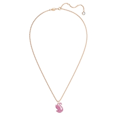 SWAROVSKI Swan pendant (Medium, Pink, Rose gold-tone plated) - Dây cổ, dây chuyền, hình thiên nga, pha lê hồng - JEWELRY NECKLACE
