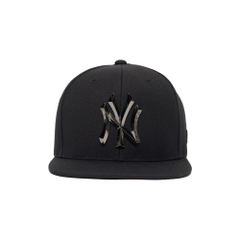 MŨ MLB LOGO NY SILVER BLACK SNAPBACK