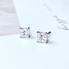 SWAROVSKI Attract stud earrings (Square cut, White, Rhodium plated) - Khuyên tai thiên nga pha lê trắng - JEWELRY
