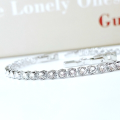 SWAROVSKI Emily bracelet (Round cut, White, Rhodium plated) - Vòng/lắc tay đá pha lê trắng - SWAROVSKI - JEWELRY