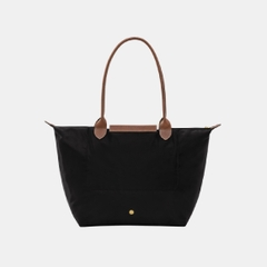 LAGRE SIZE - TÚI LONGCHAMP LE PLIAGE ORIGINAL TOTE BAG - BLACK - Túi xách màu đen, quai nắp nâu