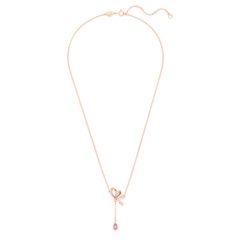 SWAROVSKI Volta Y pendant (Bow, Pink, Rose gold-tone plated) - Dây cổ, dây chuyền hoạ tiết nơ dài - JEWELRY NECKLACE