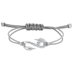 SWAROVSKI Crystal Power Collection Hook Bracelet, Gray, Rhodium - Vòng/lắc tay pha lê trắng, dây dù thắt màu xám - JEWELRY
