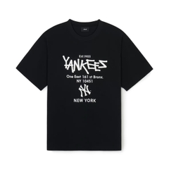 Áo MLB Street Lettering Overfit T-shirt NY Newyork Black - Áo thun cổ tròn tay lỡ màu đen