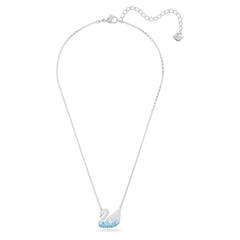 SWAROVSKI Iconic Swan pendant (Swan, Blue, Rhodium plated) - Dây cổ, dây chuyền thiên nga xanh chuyển màu ombre - SWAROVSKI - JEWELRY NECKLACE