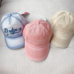 MLB Varsity Cultive Washing Stitch Unstructured Ball Cap PEACH/B.GREY/SAND - Mũ lưỡi trai, nón kết màu hồng/xanh xám/cát vàng