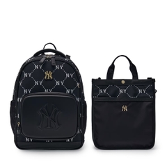 MLB Dia Monogram School Bag Set (backpack + tote cross bag) NY NEWYORK Black - Bộ gồm 2 món (Balo + Túi) màu đen