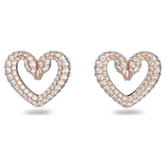 SWAROVSKI Una stud earrings (Pavé, Heart, Medium, White, Rose gold-tone plated) - Khuyên tai hình tim - SWAROVSKI - JEWELRY