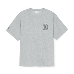 MLB Basic Street Logo Overfit Short Sleeve T-Shirt Boston Red Sox Grey - Áo thun cổ tròn tay lỡ màu xám