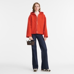 CHÍNH HÃNG - MINI SIZE - TÚI LONGCHAMP LE PLIAGE GREEN POUCH WITH HANDLE - MOCHA - Túi xách màu nâu sẫm