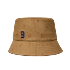 Mũ MLB Monogram Diamond B Boston Beige Brown Bucket Hat