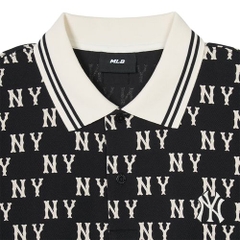 Áo Polo MLB New York Yankees Classic Monogram Front Pattern Collar Polo Shirt 3APQM0443-50BKS Màu Đen