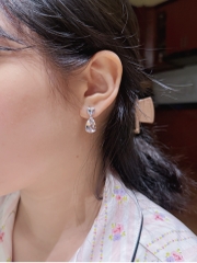 SWAROVSKI Mesmera drop earrings (White, Rhodium plated) - Khuyên tai, đính pha lê trắng - JEWERY
