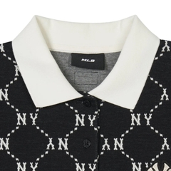 Áo MLB Women's Diamond Monogram Jacquard Collar Polo Shirt New York Yankees