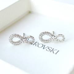 SWAROVSKI Hyperbola earrings (Infinity, White, Rhodium plated) - Khuyên tai, hình vô cực vĩnh cửu, màu trắng- JEWERY