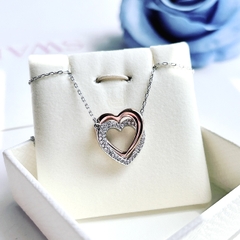 SWAROVSKI Hyperbola necklace (Heart, White, Mixed metal finish) - Dây cổ, dây chuyền hình trái tim đôi - JEWELRY NECKLACE
