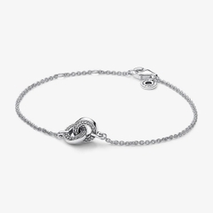 PANDORA Signature Intertwined Pavé Chain Bracelet (Sterling Silver, Zirconia) - Vòng/ lắc tay bạc 925, đính đá CZ