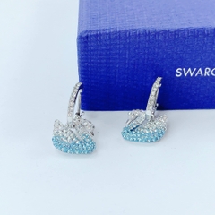 SWAROVSKI Iconic SWAN earrings (Swan, Blue, Rhodium plated) - KHUYÊN TAI THIÊN NGA XANH CHUYỂN MÀU OMBRE - SWAROVSKI - JEWELRY