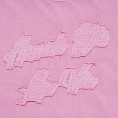 ADLV APPLIQUE LOGO PIGMENT TSHIRT PINK - Áo thun cổ tròn tay lỡ màu hồng