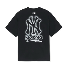 MLB Basic Street Logo Overfit Short Sleeve T-Shirt Boston Red Sox BLACK - Áo thun cổ tròn tay lỡ màu đen