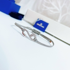 SWAROVSKI Crystal Power Collection Hook Bracelet, Gray, Rhodium - Vòng/lắc tay pha lê trắng, dây dù thắt màu xám - JEWELRY