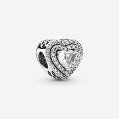 CHÍNH HÃNG - PANDORA Sparkling Levelled Hearts Charm (14K Rosegold plated / Silver Sterling 925, Zircona) Hạt trang trí vòng tay hình trái tim