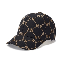 Mũ MLB Diamond Monogram Jacquard Structure Ball Cap New York Yankees Black - Mũ lưỡi trai, nón kết màu đen