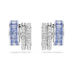 SWAROVSKI Connexus hoop earrings (Mixed cuts, Blue, Rhodium plated) - Khuyên tai, vòng tròn đính pha lê xanh, trắng - JEWERY