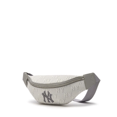 MLB Jacquard Monogram Charcoal Grey hip sack bag - Túi đeo hông, túi bao tử màu xám trắng