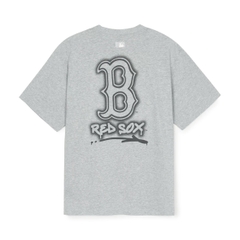 MLB Basic Street Logo Overfit Short Sleeve T-Shirt Boston Red Sox Grey - Áo thun cổ tròn tay lỡ màu xám