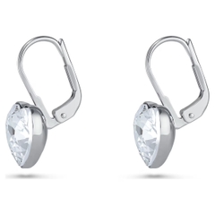 SWAROVSKI Bella drop earrings (Heart, White, Rhodium plated) - Khuyên tai, pha lê trắng, hình trái tim - JEWERY