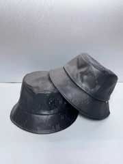 Mũ MLB Diamond Monogram Leather Bucket Hat New York Yankees Black - Mũ vành tròn, chất da, màu đen