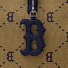 Túi MLB Diamond Monogram Jacquard Large Tote Bag Boston Red Sox Beige - Túi xách to màu nâu be