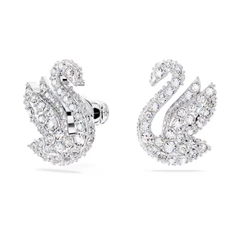 SWAROVSKI Swan stud earrings (Swan, White, Rhodium plated) - Khuyên tai thiên nga trắng - JEWERY