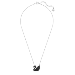 SWAROVSKI Iconic Swan pendant (Medium, Black, Rhodium plated) - Dây cổ, dây chuyền thiên nga đen, dây trắng - JEWELRY NECKLACE