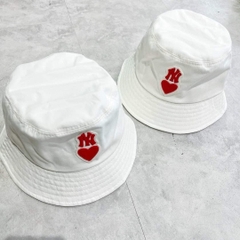 [SALE] Mũ MLB Bucket Hat White Logo Heart NY - Mũ tim NY màu trắng