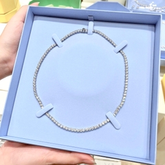 CHÍNH HÃNG - Matrix Tennis necklace (Round cut, White, Rhodium plated) - Dây cổ, chuyền pha lê trắng (0,4mm) (M-41cm) - JEWELRY