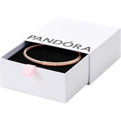 Pandora Signature I-D bangle (Silver Sterling / 14k Rose-gold plated / 14k gold plated) - Vòng/lắc tay bạc 925 / hỗn hợp kim loại mạ vàng - vàng hồng 14k, dáng cứng - JEWELRY