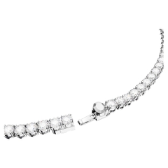CHÍNH HÃNG - Matrix Tennis necklace (Round cut, White, Rhodium plated) - Dây cổ, chuyền pha lê trắng (0,4mm) (M-41cm) - JEWELRY