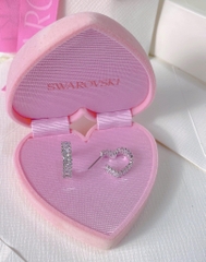SWAROVSKI Matrix hoop earrings (Heart, Small, White, Rhodium plated) - KHUYÊN TAI HÌNH TRÁI TIM - SWAROVSKI - JEWELRY