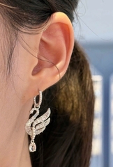 SWAROVSKI Swan earrings (Swan, White, Rhodium plated) - Khuyên tai, thiên nga, đính pha lê trắng - JEWERY