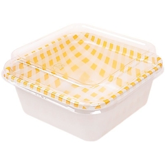 Hộp vuông bento caro nắp mica/ 50c